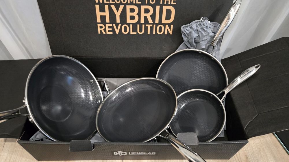 Набір гібридних сковорідок Hexclad, 7 предметів з кришками та воком