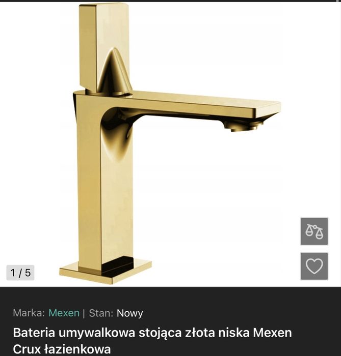 Bateria zlota mexen nowa lazienkowa umywalkowa krotka