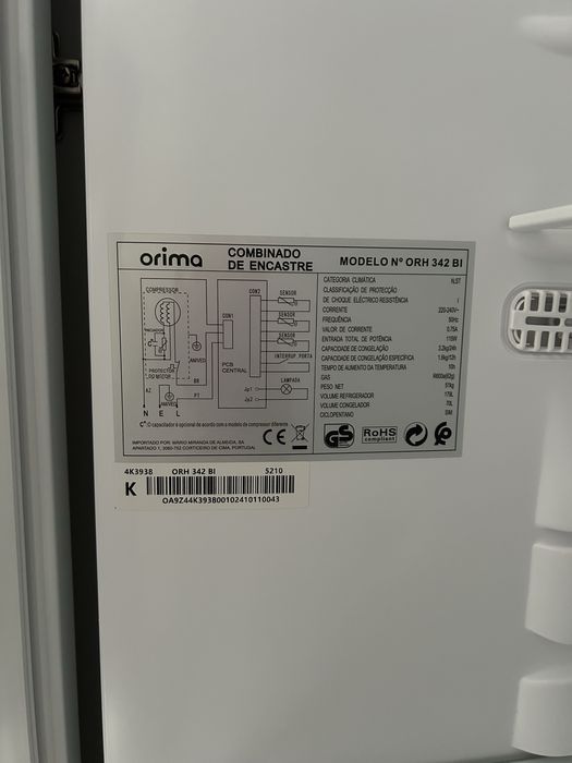 Frigorifico Combinado Orima ORH-342-BI - Encastre