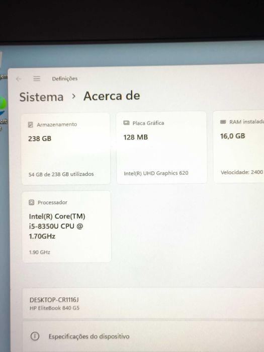 Hp elitebook 840 G5 i5 | 16GB ddr | SSD 256 | Ecran 14