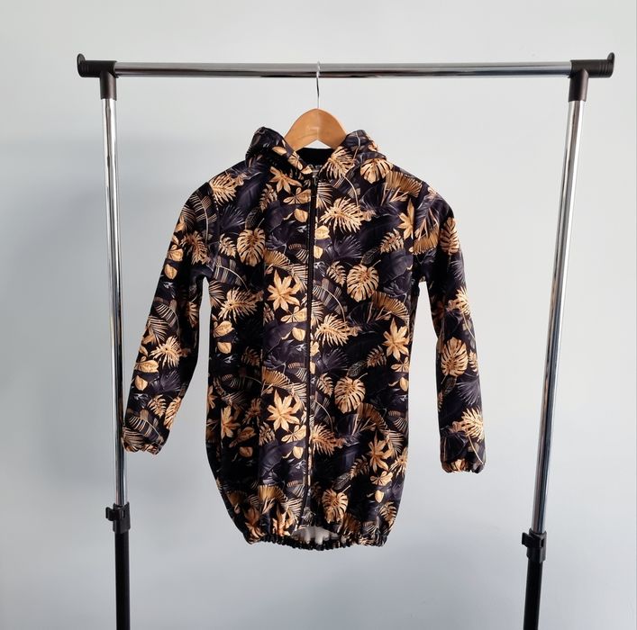 134-140 Dresoowka softshell parka cienki płaszczyk dla dziewczynki złote liście szyta w Polsce