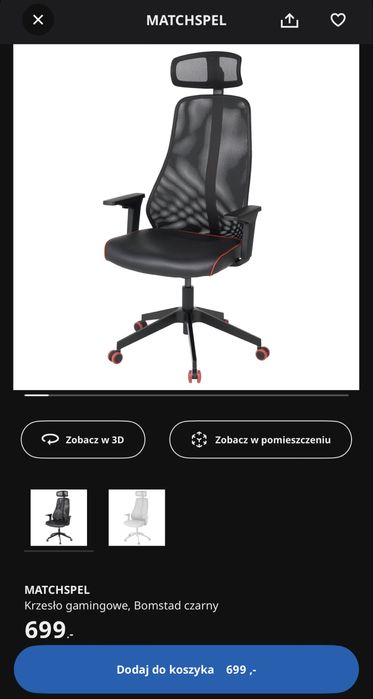 Krzeslo gamingowe biurowe ikea matchspel