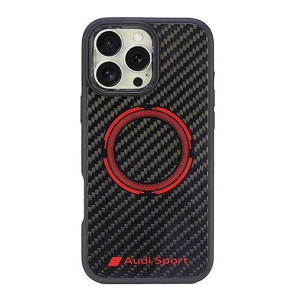 Etui Audi Carbon Fiber Sport Red Circle MagSafe na iPhone 16 Pro Max 6