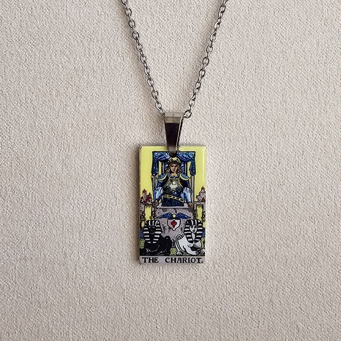 Colares Cartas de Tarot em aço inoxidável e resina