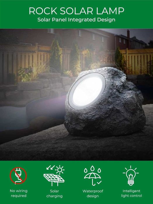 Декоративний садовий ліхтар "Камінь" на сонячній батареї | Garden Light   + 1 в подарунок