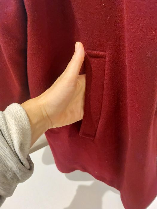 Płaszcz bordowy 7XL 54 wełniany 100% wełna burgund