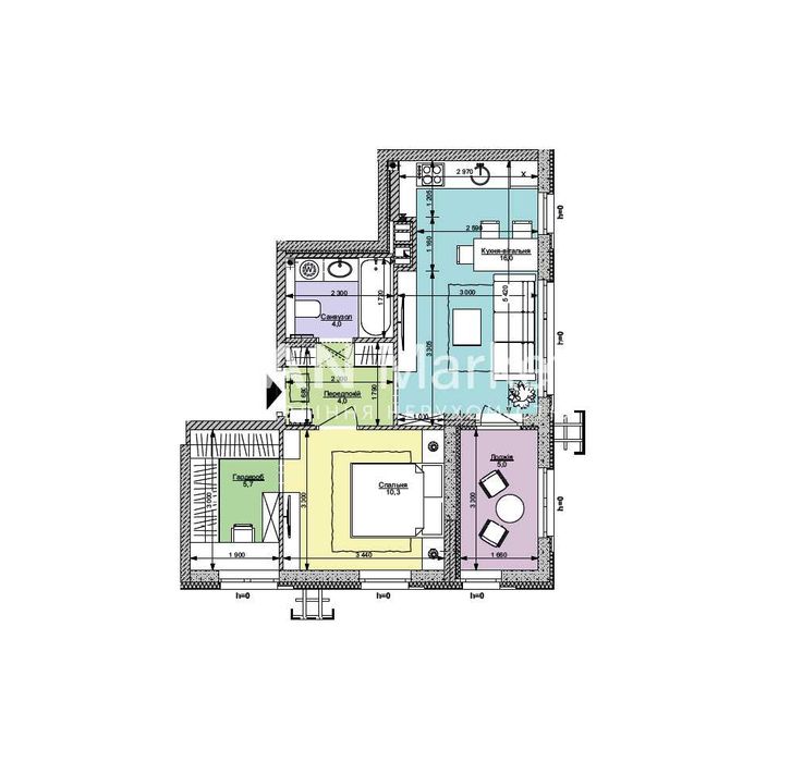 1-комнатная квартира по адресу ул. Ильенка Юрия (площадь 44,9 м²) - Atlanta.ua - фото 2