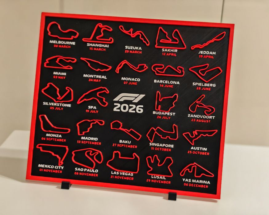 Calendário F1 2026 em 3D