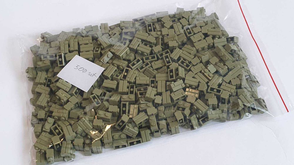 Nowe, 500 szt cegiełek oliwkowych 1x2, LEGO 98283