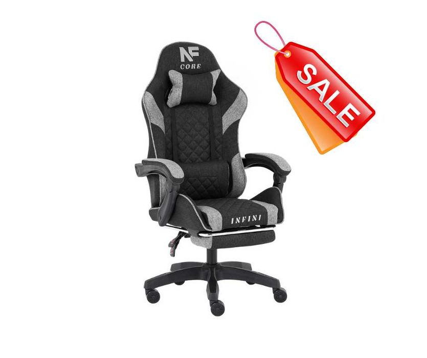 Fotel Gamingowy z podnóżkiem INFINI Core Dark Gray