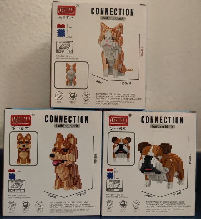 Об'ємний 3D конструктор Кіт Собака 3 вида building block