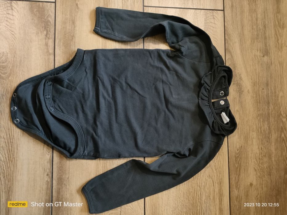 Grafitowe body H&M 92 z falbanką bdb