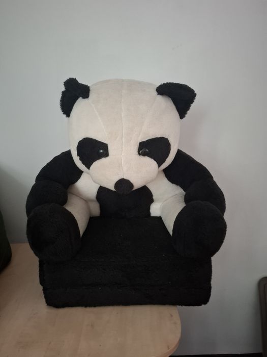 Pluszowy fotelik / rozkładany leżaczek PANDA dla dziecka