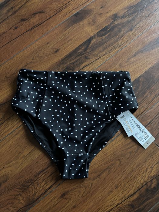 Majtki kąpielowe z wysokim stanem czarne w kropki pepco m