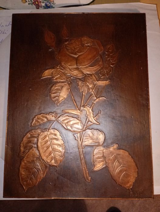 Obraz płaskorzeźba miedźiana