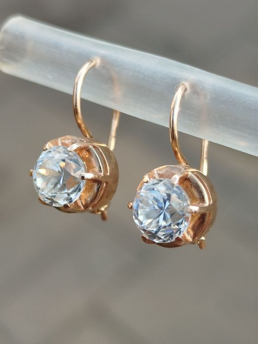 Золотые серьги с Горным Хрусталём СССР Золоті радянські сережки