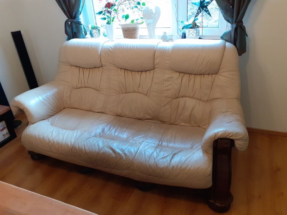 Komplet dębowy SKÓRA 3+2+1