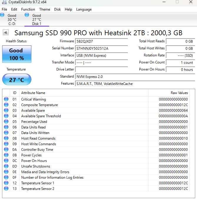 SSD накопичувач Samsung 990 PRO with Heatsink 2 TB