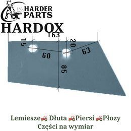 Lemiesz przedpłużka Rabewerk HARDOX 2715.010 części do pługa 2X lepsze