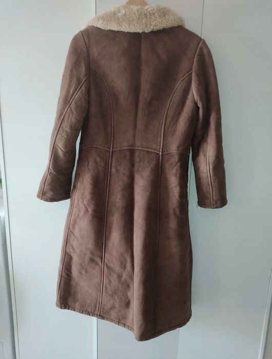 Casaco comprido de pele genuina, muito quente