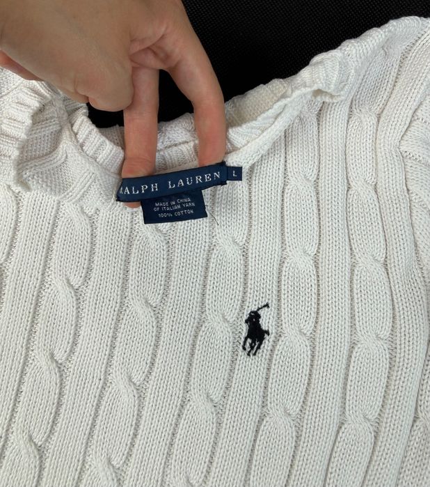 Sweter Warkocz Ralph Lauren Biały 100% Bawełna 413
