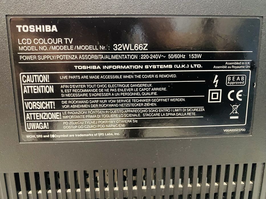 TV Toshiba LCD 32WL66Z