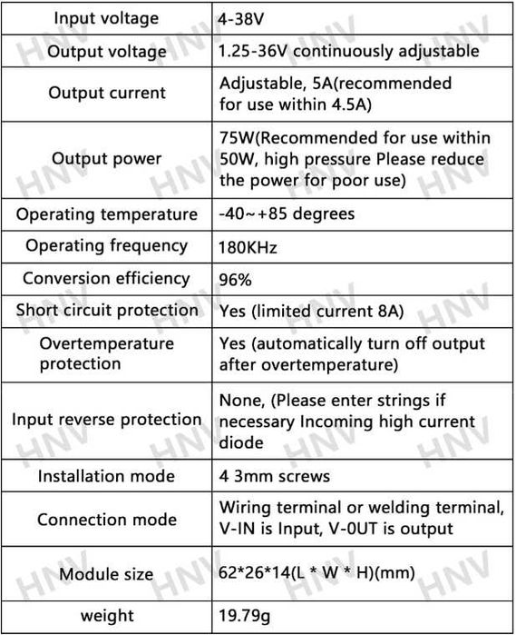 Живлення 12в 1,25 - 32В DC-DC CC/CV/LED XL4015 5A