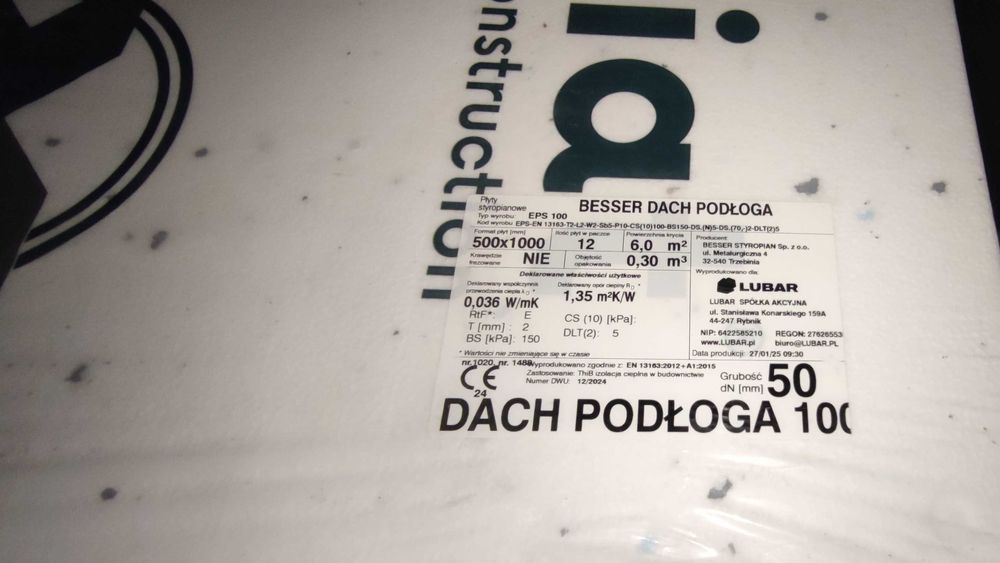 Styropian Dach/podłoga Parking EPS100 EPS200 60 paczek