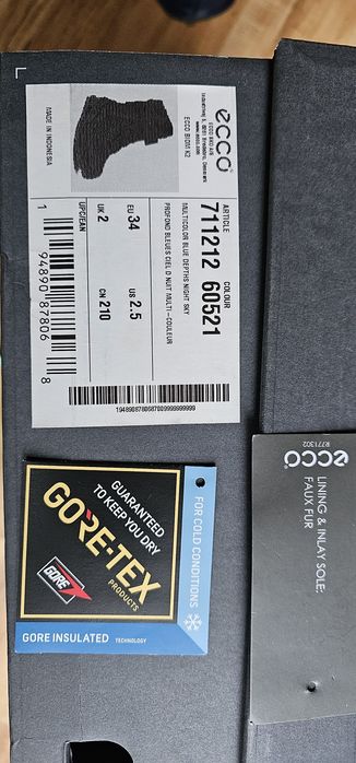 Dziecięce buty zimowe Ecco wodoodporne Gore-Tex rozmiar 34