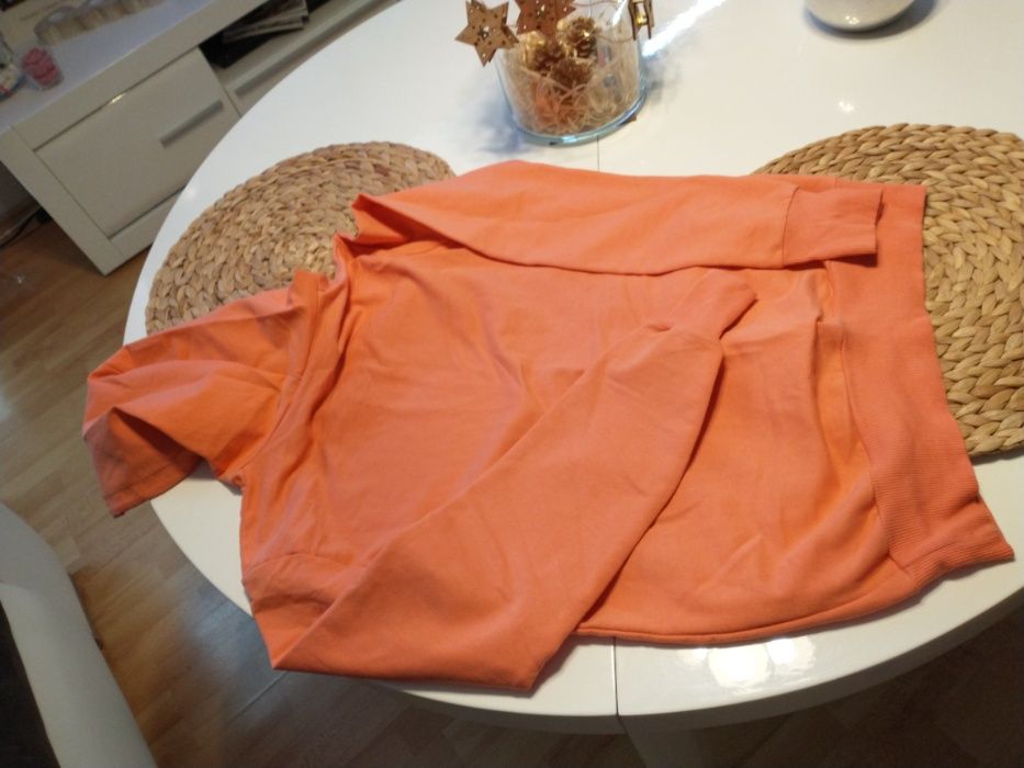 BLUZA kangurka-damska-piękny koralowy kolor-neon-M (38)