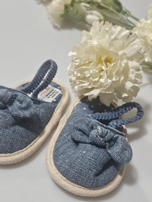 John Lewis Espadryle Niemowlęce 0-3 m 56 62 Denim Kokardka Baby Chic Nowe