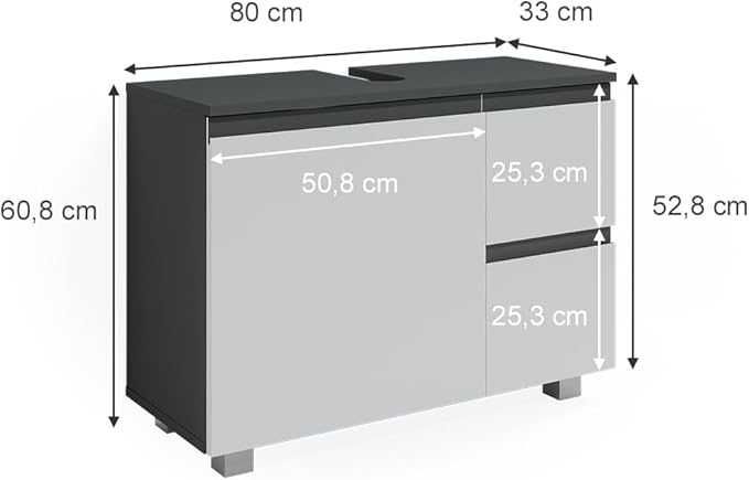 Szafka łazienkowa Vicco  Biały/Antracyt, 80 x 60.8 cm
