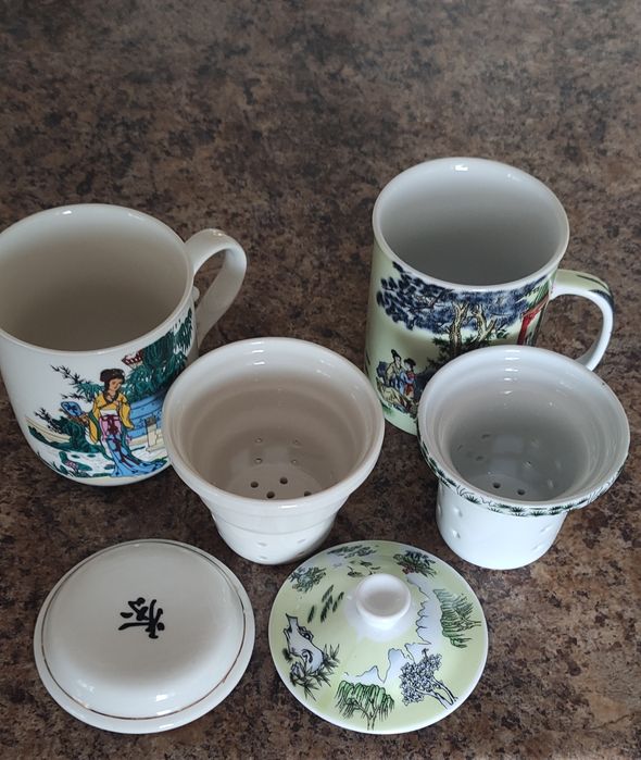 Чашка-заварник із ситечком та кришкою Китайські мотиви