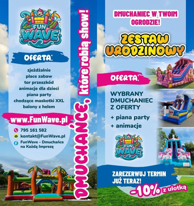 Dmuchańce Wynajem Zjeżdżalnia plac zabaw tor przeszkód