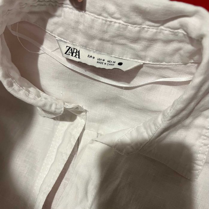 Ефектна лляна білосніжна сорочка від ZARA оверсайз р.S/M в ідеалі