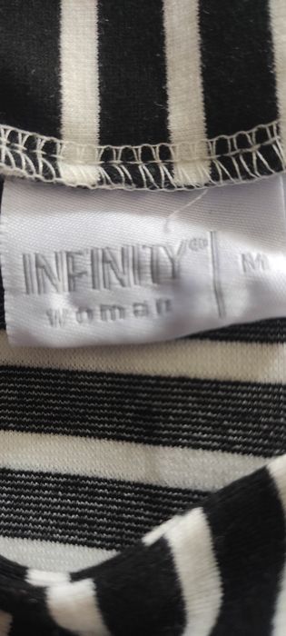 Bluzka w biało czarne paski z rękawem 7/8 Infinity M L