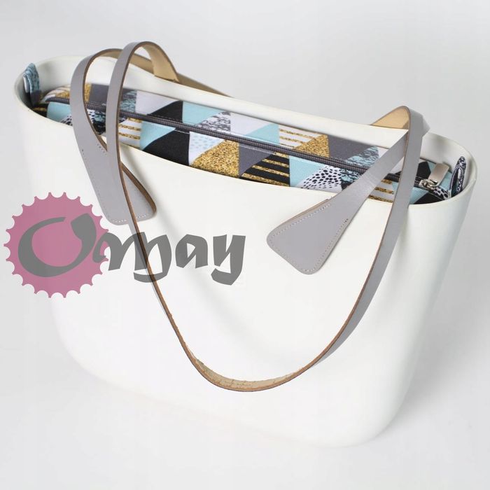 organizer OBAG MINI szary trójkąty turkus 2 kieszenie wkład OMAY