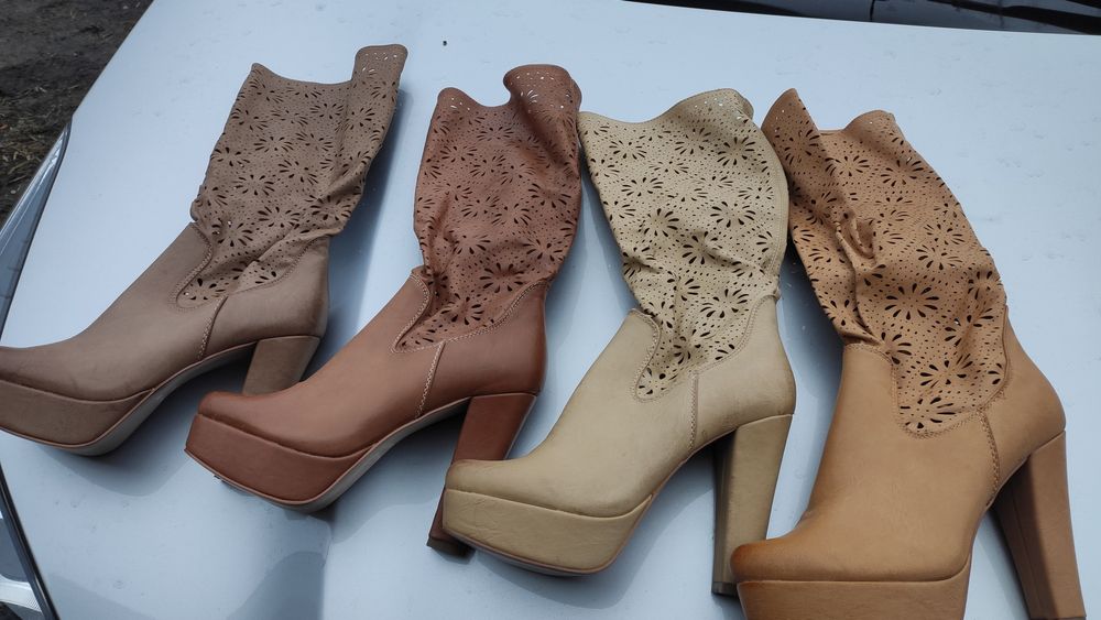 Kozaki ażurowe damskie na podsuwce