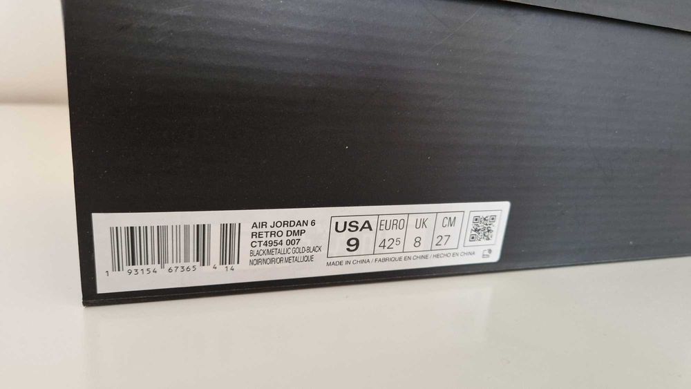 Jordan 6 Retro "DMP" nowe 42,5 EUR = 9 US 9US