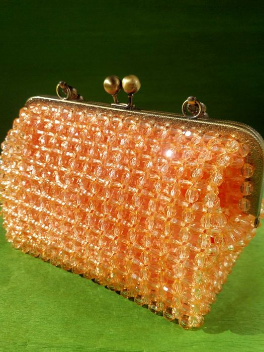 Exclusiva e Única Mala de Miçangas de Cor de Laranja para Senhora