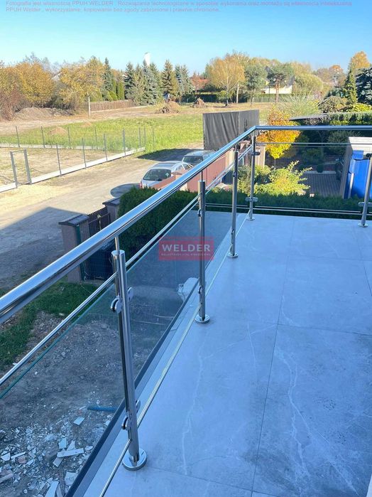 Balustrada Portfenetr Nierdzewna Szkło Balkon Harfa Malowana