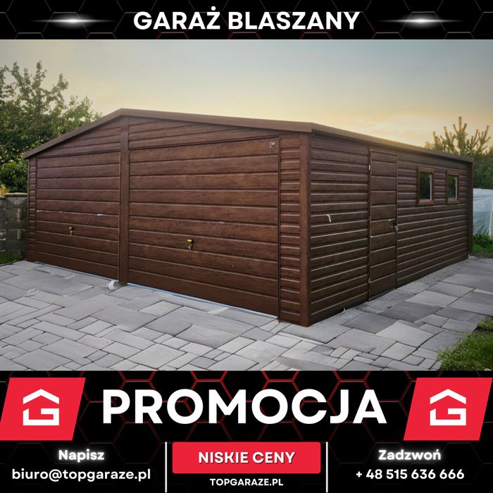 Garaż blaszany 7x6 drewnopodobny magazyn domek dwustanowiskowy garaz