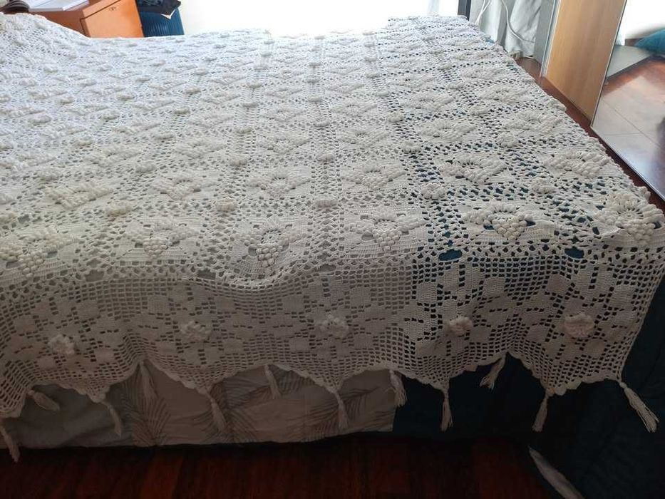 colcha de renda feita à mão, casal cama King, (grande)