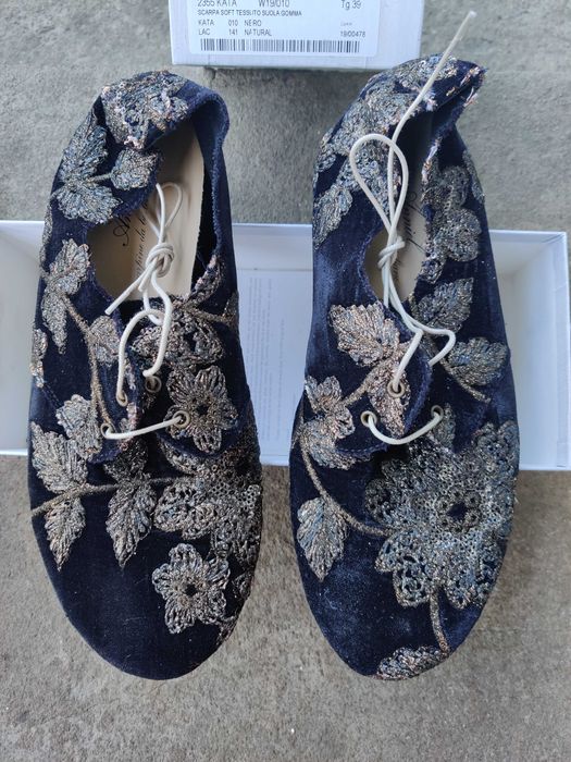 Anniel 39 nowe buty kwiaty welur