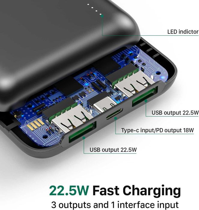 Mini Power Bank carregamento rápido, novo