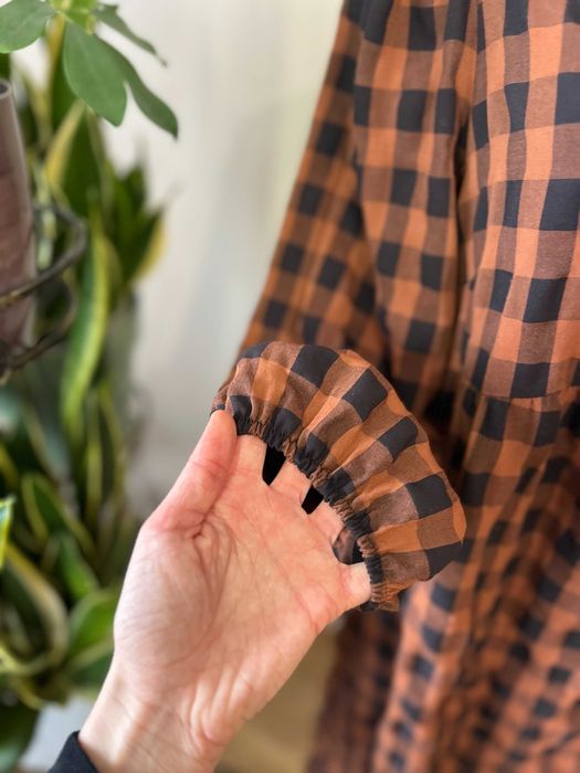 Brązowa sukienka w kratkę Primark rozmiar 46