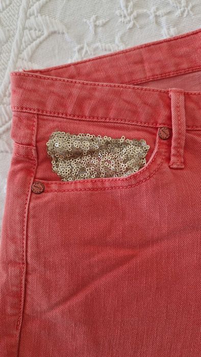 Calças de ganga skinny, Mango, coral, tamanho 36