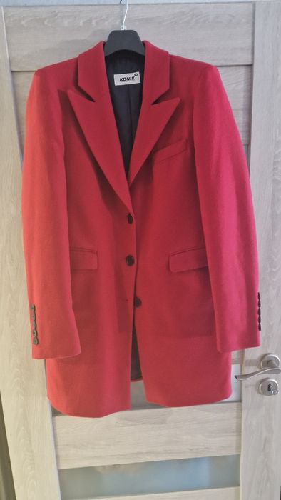 Płaszcz wełniany damski 36 bordo