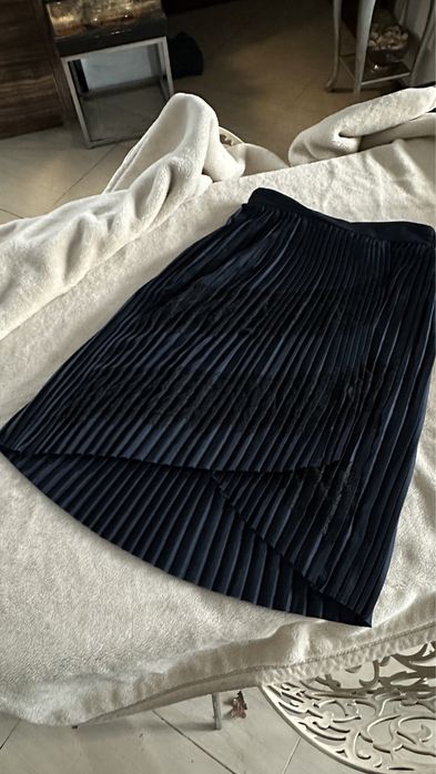Zara spódnica plisowana granatowa kopertowa 40 l