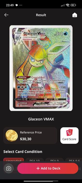 Glaceon max carta de Pokémon